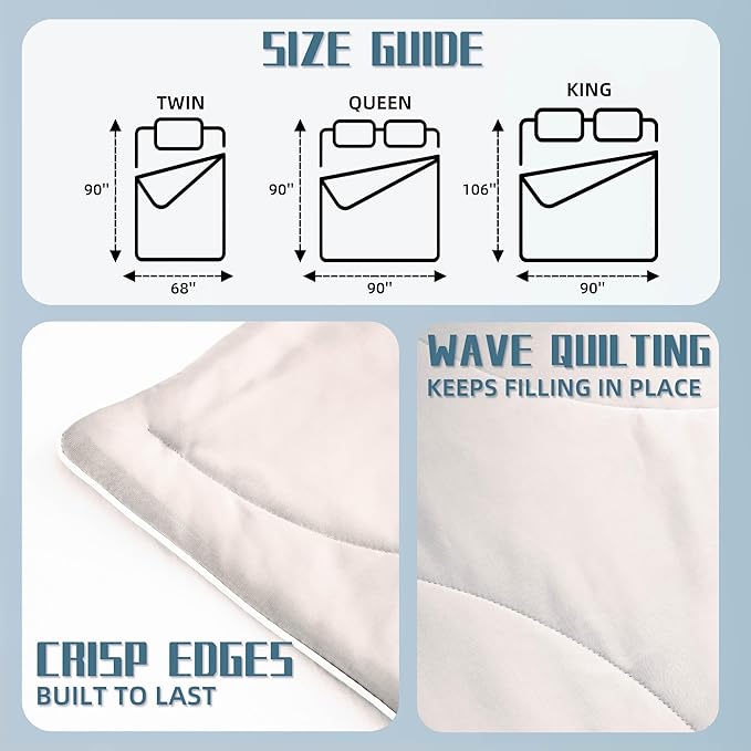 DOWNCOOL Cooling Comforter, Cream White Cooling Blanket King Size, Cooling Duvet for Hot Sleeper, Breathable Summer Quilt, Lightweight Soft Q-Max>0.4 Arc-Chill Cool Comforter,106"X90"