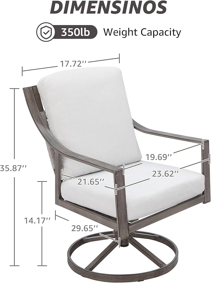 NATURAL EXPRESSIONS 5-Piece Outdoor Patio Dining Set, 4pcs Patio Swivel Rocking Chairs and 38’’ Round Dining Table with 1.65’’ Umbrella Hole - Image 7
