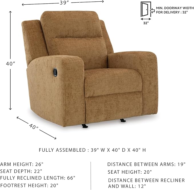 Signature Design by Ashley Kanlow Modern Manual Rocker Recliner, Light Brown