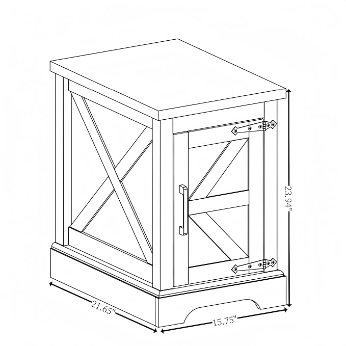 Ball & Cast 24 Inch Farmhouse Nightstand,Wood Bedside Table with Barn Door and Adjustable Storage Shelf, Sofa Side Table End Table for Living Room, Night Stand for Bedroom,White - Image 2