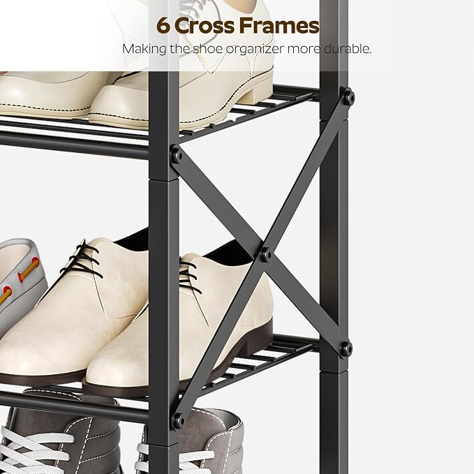 YATINEY 10 Tier Shoe Rack, Large Capacity Shoe Storage Organizer Holds 40 Pairs, Sturdy and Stable, for Entryway, Hallway, Closet, Dorm Room, Charcoal SS10BCG1 - Image 9