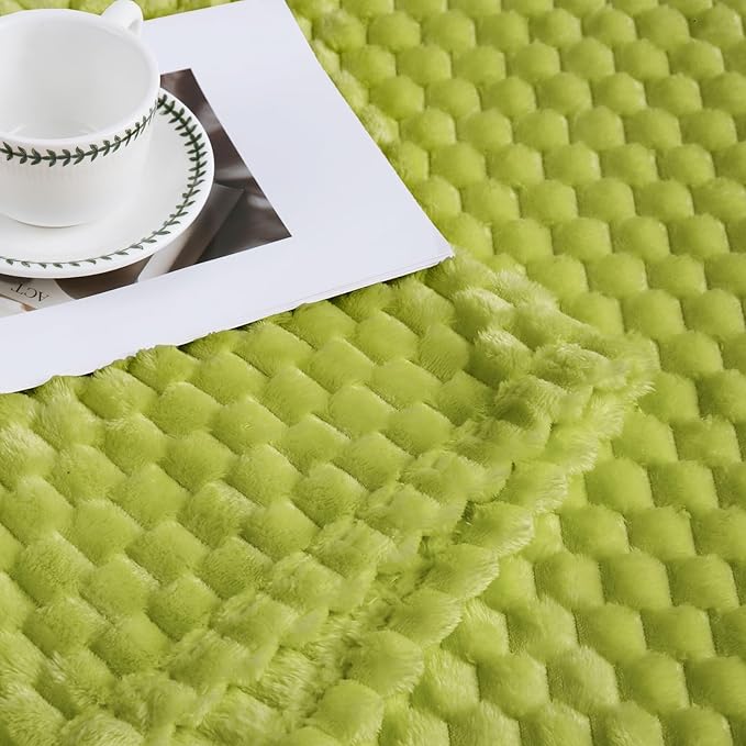 Bnuitland Flannel Throw Blanket, 300 GSM Fleece Cozy Warm Soft Home Decor Lightweight Bed Sofa Blanket for Adults, Suitable for All Seasons(Fruit Green,50X71 inches with Pillow Cover)