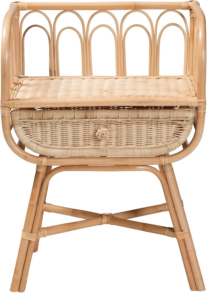 bali & pari Panchali Natural Rattan Nightstand, 1-Drawer - Image 3