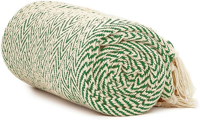 Americanflat 50x60 Throw Blanket - Soft and Breathable Cotton Throw Blanket for Couch, Bed, Chair - Decorative Blankets Perfect for Home, Office, or Outdoor Use - Sage and Beige Herringbone Design