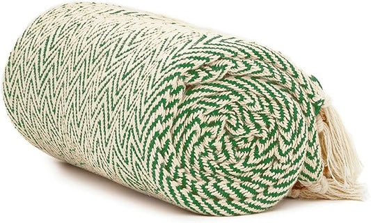 Americanflat 50x60 Throw Blanket - Soft and Breathable Cotton Throw Blanket for Couch, Bed, Chair - Decorative Blankets Perfect for Home, Office, or Outdoor Use - Sage and Beige Herringbone Design