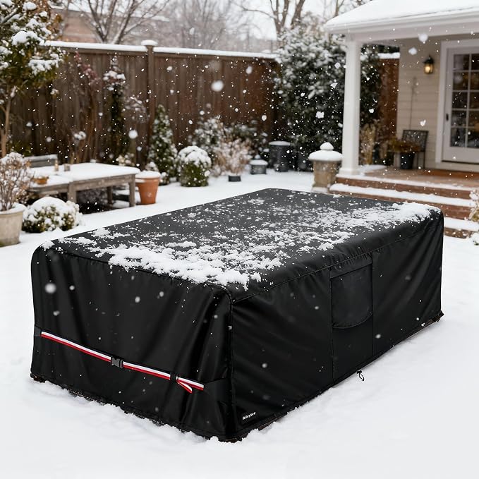 Rectangular Patio Furniture Covers,Upgraded 600D Heavy Duty Outdoor Furniture Covers Waterproof,Outdoor Sectional Dining Table and Chairs General Purpose Furniture Set Cover,111"L × 74"W × 28"H,Black - Image 7