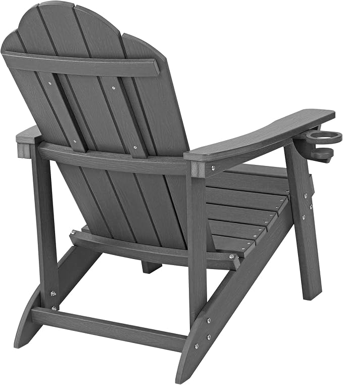 LUE BONA Matte HDPE Adirondack Chairs Set of 4 - Weather Resistant Seating with Cup Holder for Patio, Fire Pit, Deck & Cafe Patio, Dark Gray - Image 8