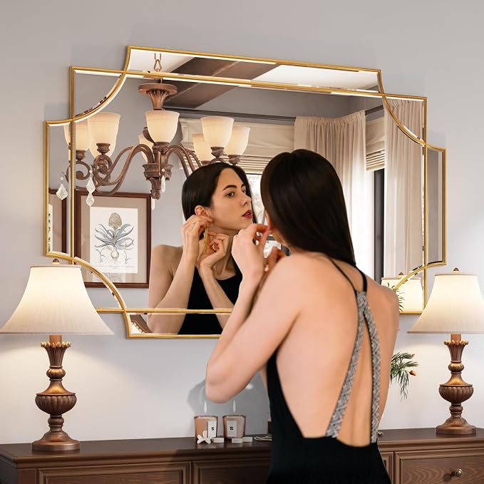 Kelly Miller 32"x48" Large Gold Mirror for Wall, Modern Decorative Mirror Rectangle Wall Vanity Mirror Bevelled Full Length for Bathroom Living Room Bedroom Farmhouse Fireplace Entryway - Image 3