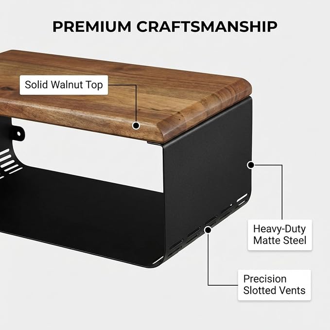 Floating Nightstand with Walnut Top | Modern Bedroom Decor | Minimalist Wall-Mounted Bedside Nightstand | Wall Mounted Shelf | Obsidian Oasis: Bold Black - Image 6