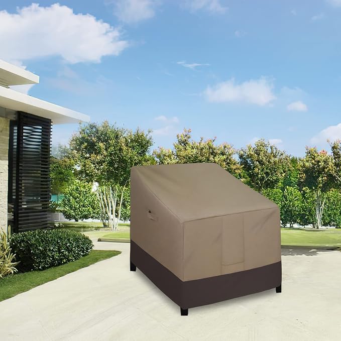 Easy-Going Outdoor Chair Cover Waterproof, Heavy Duty Patio Chair Cover, Windproof Outdoor Furniture Cover with Air Vent (1 Pack-32Wx37Dx31H inch, Camel/Dark Brown) - Image 2