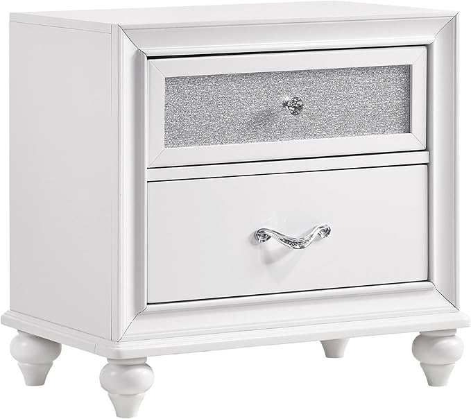 Coaster Home Furnishings Barzini Modern Classic 4-Piece Bedroom Set Leatherette Upholstered Queen Size Panel Bed Frame 56-inch Headboard White 205891Q-S4