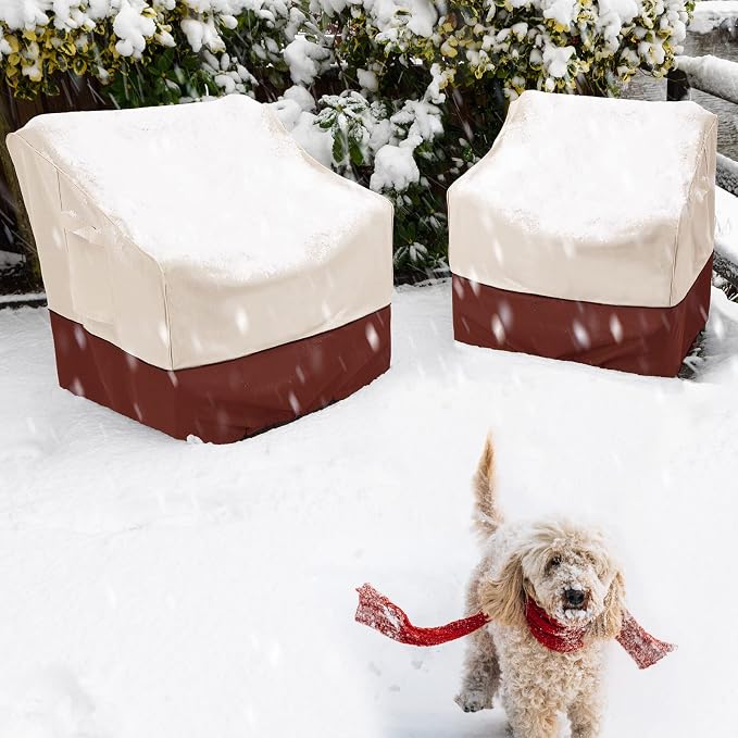 COSFLY Patio Furniture Covers 2 Pack, 600D Waterproof Outdoor Chair Covers for Deep Chairs, All-Weather UV Resistant Protection with Adjustable Straps & Air Vents, Fits up to 29" W x 30" D x 36" H - Image 7
