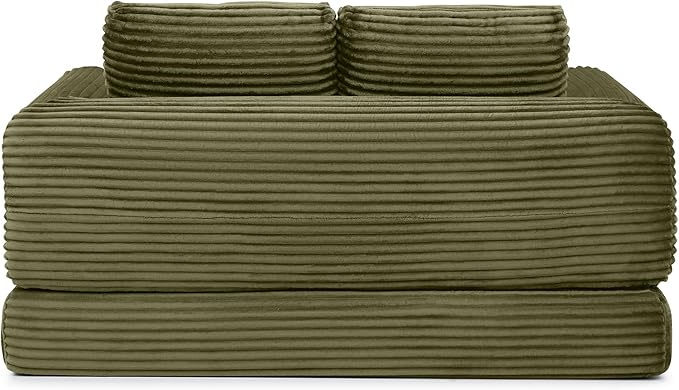 Foldable Boneless Love Seat Couches in a Box, Modern Floor Foam Sleeper Sofa Bed 2-in-1 Convertible Cloud Sofa for Home Apartments Bedroom