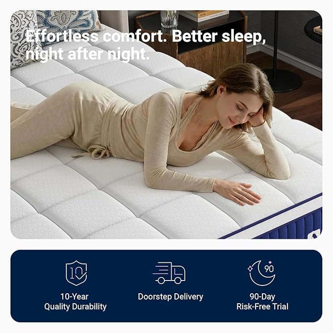 Avenco King Mattress 12 Inch, King Size Mattress Hybrid with Cooling Memory Foam and Smarts Coil Pocket Springs, Contour Support & Spinal Alignment, CertiPUR-US Certified, Mattresses in a Box