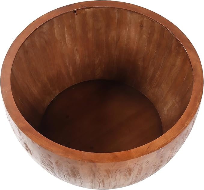 31.50" Vintage Style Bucket Shaped Coffee Table, Drum Coffee Table for Office, Dining Room and Living Room, Brown