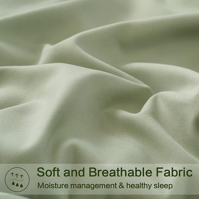 EASELAND Twin Size Down Alternative Comforter - Quilted Duvet Insert for All Seasons, Soft Lightweight with Corner Tabs, Summer Winter Warm Bedding, Sage Green 64×88 Inches