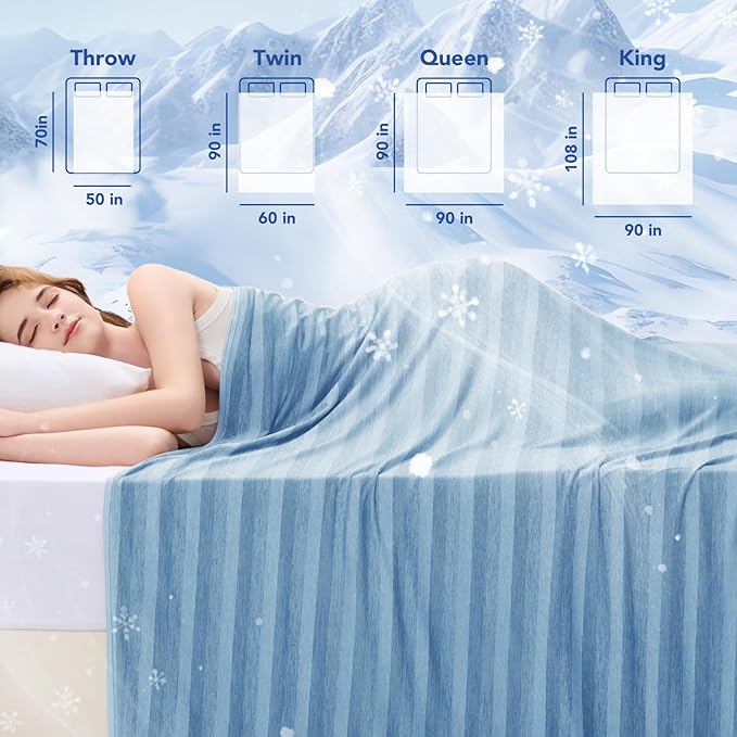 GOHERO Cooling Blanket for Couples- 60"x90" Summer Cooling Throw Blanket for Hot Sleepers Arc-Chill Q-Max >0.45 Cool Fiber, Keeps Cool for Night Sweats, Soft Lightweight Sofa Blankets for Kid Adults