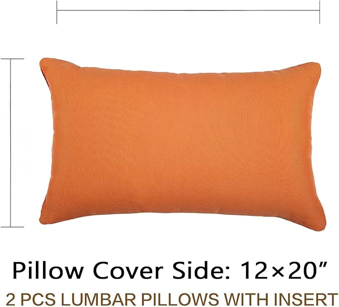 JMGBird Outdoor Pillows Water-Repellent Set of 2 Outdoor Lumbar Pillows with Insert Included 12×20 Inch Outdoor Pillow for Patio Furniture