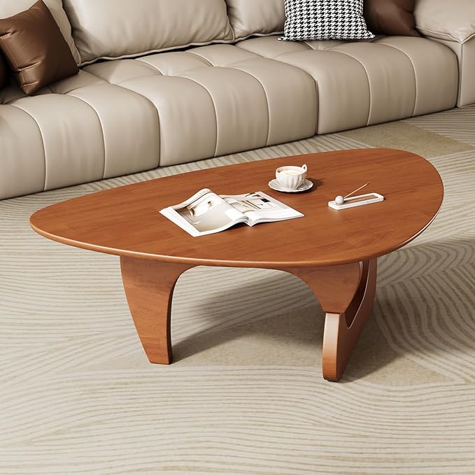 Mid Century Modern Coffee Table - Walnut Wooden Coffee Table for Living Room,Center Table Suitable for Bedroom Living Room Reception Office Tables (Walnut, Small 34.5 * 23.5 * 16in)