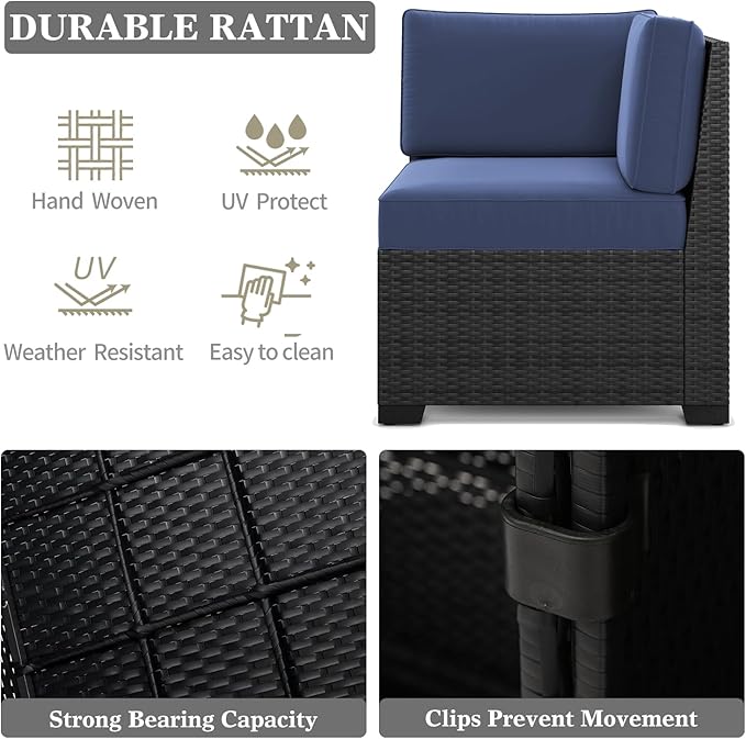 LayinSun 13 Pieces Outdoor Patio Furniture Set with 44" Fire Pit Table Rattan Sectional Sofa Conversation Sets