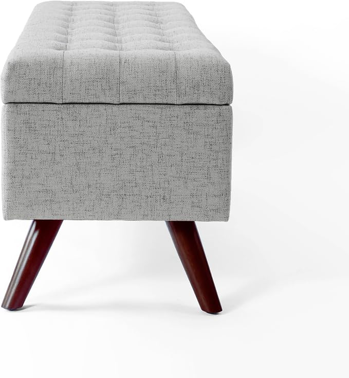 HomePop Modern Tufted Storage Bench|Homepop Home Décor|Bench with Storage for Living Room & Bedroom - Gray Woven - Image 7