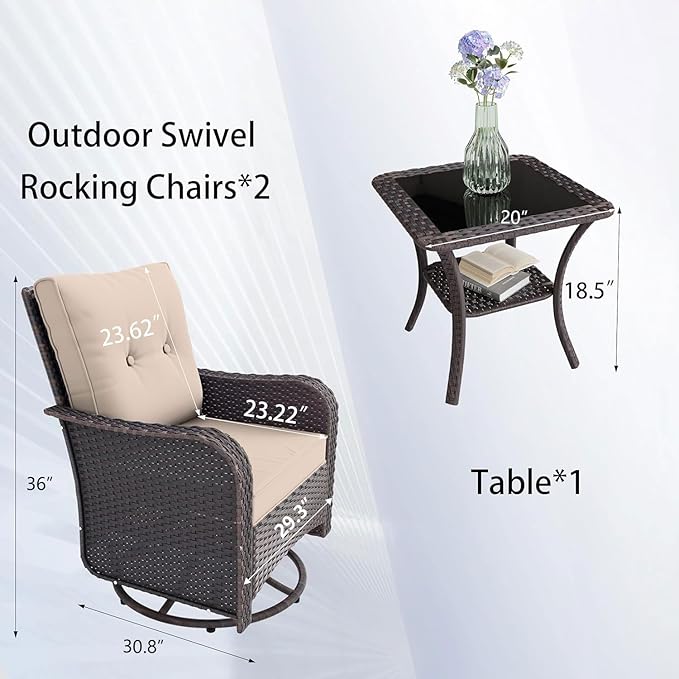 11 Pieces Outdoor Patio Furniture Set,Outdoor Sectional Furniture with 45" 55000 BTU Gas Propane Fire Pit Table,PE Rattan Wicker Patio Conversation Set,Swivel Rocking Chairs Set,Sand