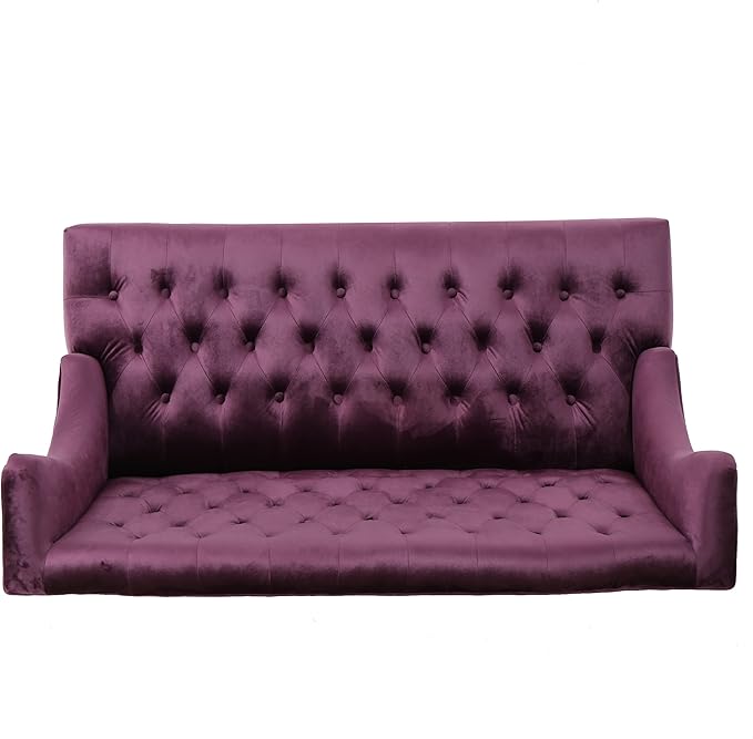 Christopher Knight Home GDFStudio Leona Modern Glam Tufted Velvet Wingback Loveseat, Raisin and Dark Brown