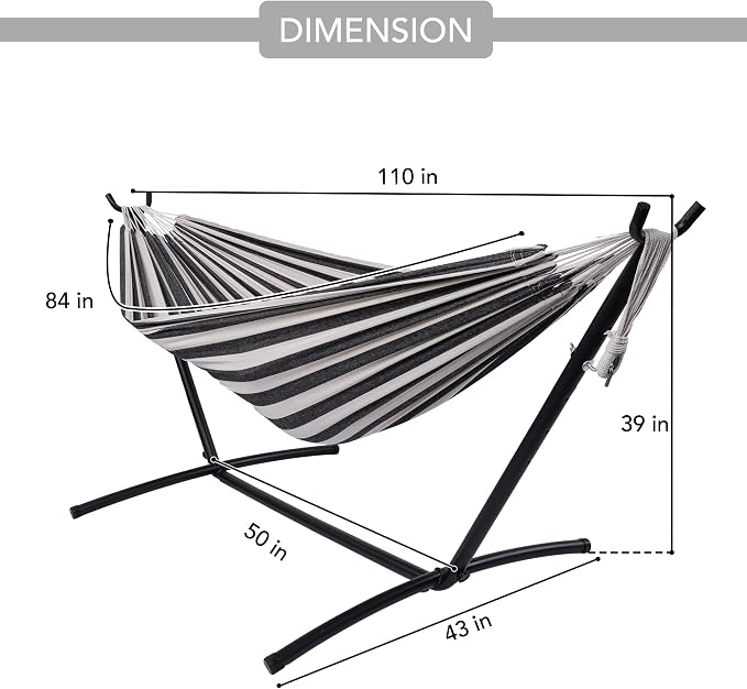 Prime Garden Hammock with Stand for Outside, Heavy Duty Space Saving Steel Stand with 450 lb Capacity,Double Hammock with Portable Carrying Bag, Hamacas para Adultos for Outdoors, Patio, Garden, Yard - Image 4
