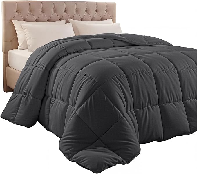 Utopia Bedding Queen Comforter Duvet Insert, Quilted Grey Comforter with Corner Tabs, Box Stitched Down Alternative Comforters Queen Size 88 x 88 inches