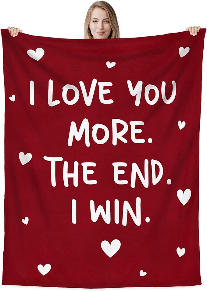 WRAPIX Anniversary Couple Gifts for Him Her - I Love You More Fleece Throw Blanket 60x80 in - Mothers Day Anniversary Wedding Gifts for Wife Women Girlfriend, Romantic Boyfriend Husband Birthday Gift