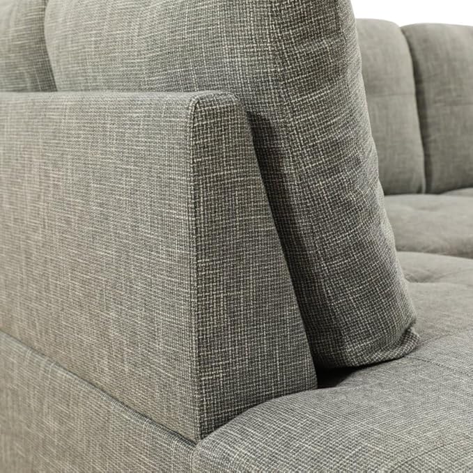 NicBex Modular L-Shaped Sectional Couches, 3-Piece Convertible Couch with Storage Ottoman, 4-Seat Comfy Sofa with Chaise for Living Room & Apartment, Grey