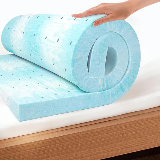 EGO Topper 3 Inch Full Memory Foam Mattress Topper, Cooling Gel Foam Mattress Topper for Pressure Relief, Ventilated Design Bed Topper in a Box, CertiPUR-US Certified, 54"×75", Medium
