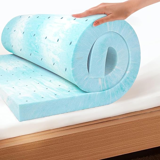 EGO Topper 4 Inch Cal King Memory Foam Mattress Topper, Gel Foam Mattress Topper for Pressure Relief, Ventilated Design Bed Topper in a Box, CertiPUR-US Certified, Medium