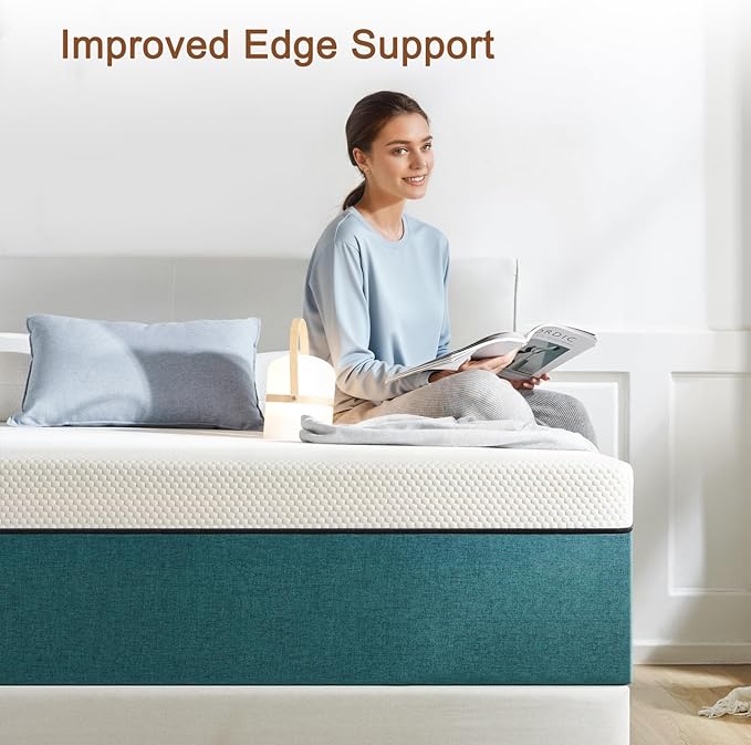 Queen Mattress,10 Inch No Fiberglass Gel Memory Foam Queen Size Mattress in a Box,Pressure Relief with Medium Firm Support,80" X 60" X 10",Medium Firm,Blue