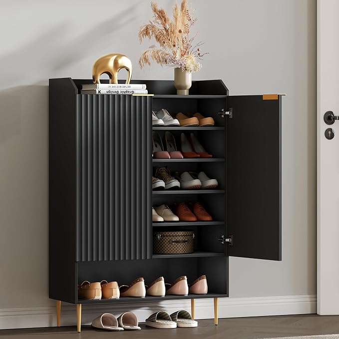 SICOTAS Shoe Cabinet Set of 2-56 Pairs Large Shoe Storage Cabinet, 50.7" Tall 7-Tier Entryway Shoe Cabinet Storage with Adjustable Shelves for Entryway Hallway Living Room Front Door, Black - Image 4
