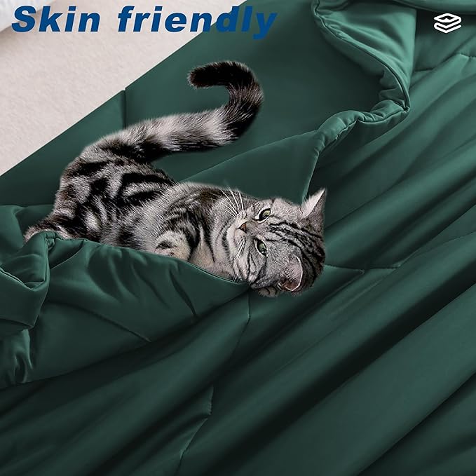 Cooling Comforter King Size, Double-Sided Cold Tech Quilted Bed Comforters Cooling Blanket for Hot Sleepers, Breathable Lightweight Summer Bedding, All-Season Ice Blanket, Emerald Green