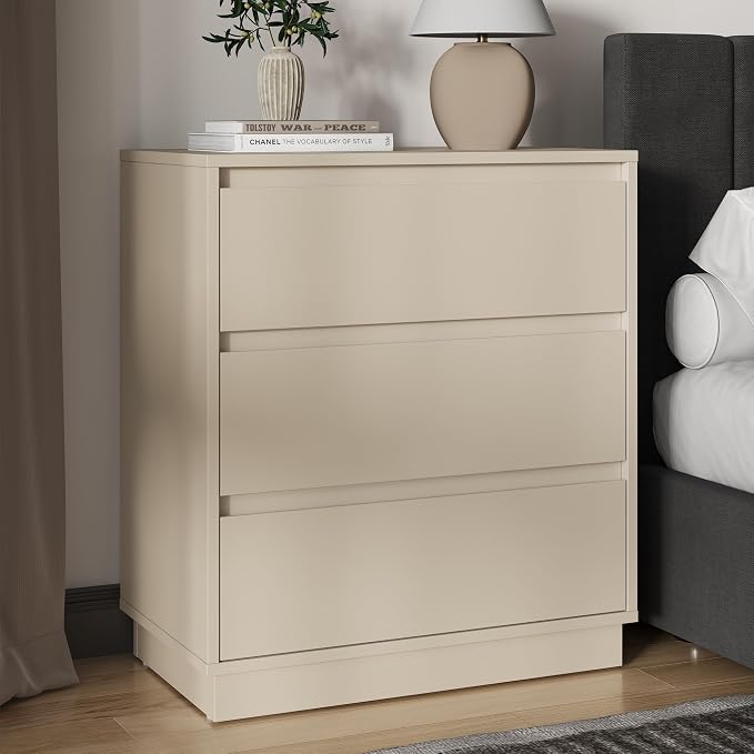 RoyalCraft Nightstand Set of 2, 23.6" Night Stand with 3 Drawers Storage, Large Bedside Table, End Table for Bedroom, Closet, Beige - Image 8