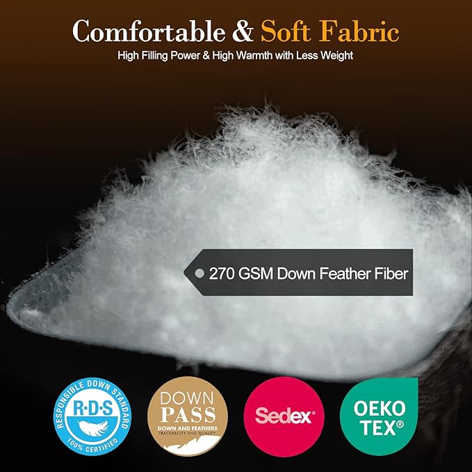 Down Fibers Comforter King Size,Luxurious All Seasons Hotel Collection Duvet Insert,54 Oz High Bulkiness Medium Warmth,Fluffy & Breathable for Bedroom, Guestroom, Hotel (Grey,68x90)