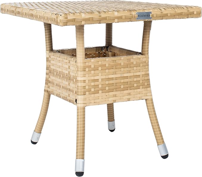 SAFAVIEH Outdoor Collection Edna Natural/White Cushion 3-Piece Lounge Set with Table (PAT7719D)