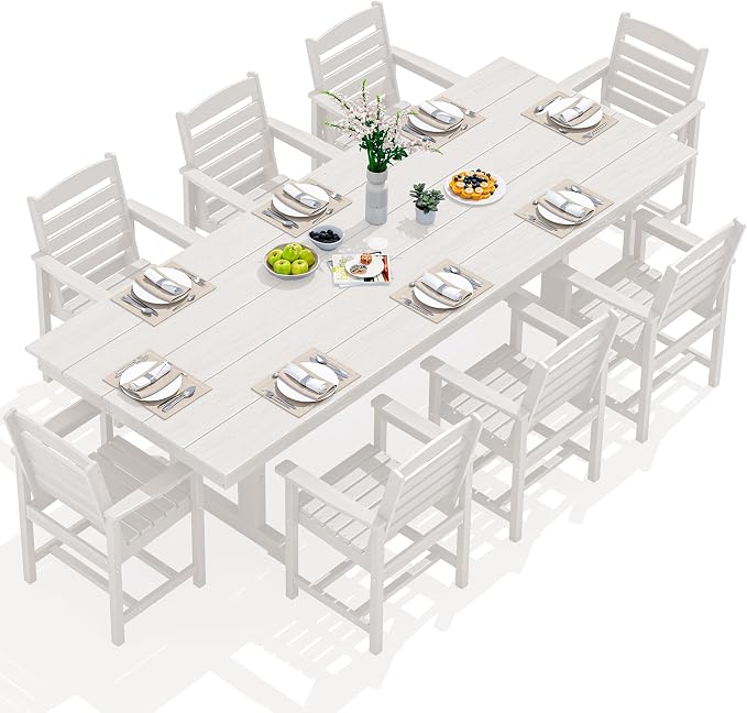 SERWALL Outdoor Dining Chairs Set of 2, All-Weather HDPE Patio Chair with 19.7" Widened Seat, for Backyard, Garden, White - Image 4