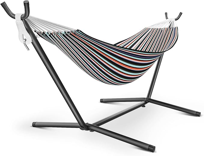 Hammock with Stand for Outside, 600lbs Portable Hammock with Carrying Bag for 2-Person Outside Patio, Heavy Duty, Easy Assembly by Unknown