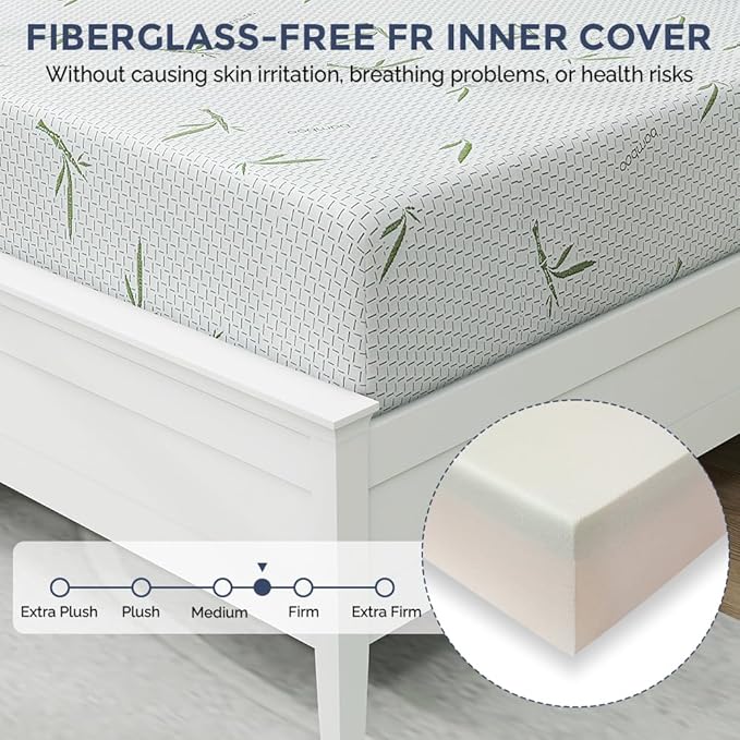 IULULU Twin Mattress, 8 Inch Green Tea Gel Memory Foam Mattress with Breathable Cover, Twin Mattress in A Box, Firm Support, CertiPUR-US Certified