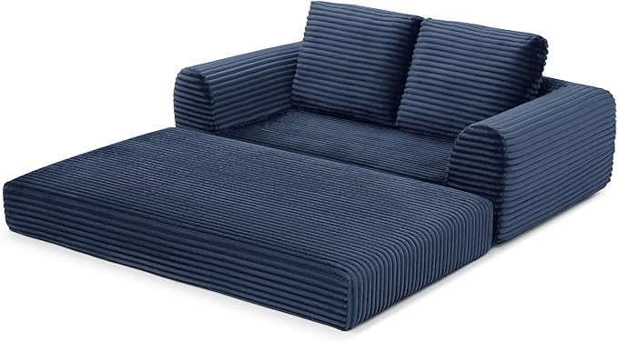 Foldable Boneless Love Seat Couches in a Box, Modern Floor Foam Sleeper Sofa Bed 2-in-1 Convertible Cloud Sofa for Home Apartments Bedroom