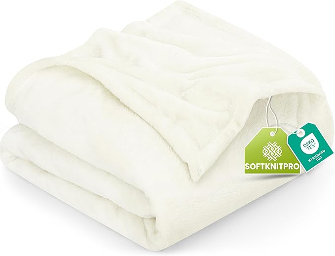Utopia Bedding Fleece Blanket Twin Size Ivory (60x80 Inches) Ultra Soft Warm Lightweight Microfiber Breathable Anti-Static Cozy Bed Blanket, All-Season Home Decor Gift for Men & Women