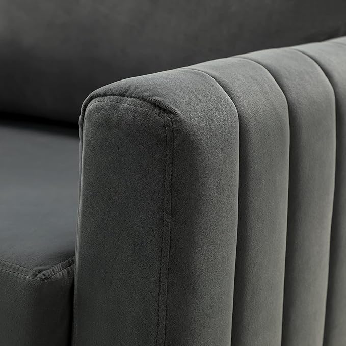 HULALA HOME Velvet Accent Club Chair, Modern Velvet Armchair Upholstered Accent Sofa Chair with Gold Metal Legs Mid-Century Barrel Leisure Comfy Reading Armchair, Grey