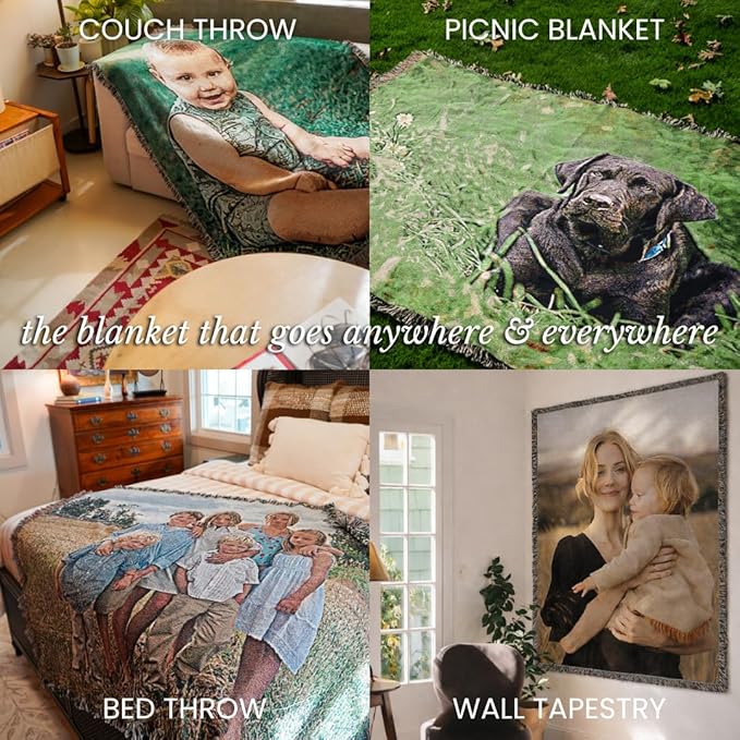 Pure Country Weavers Personalized Woven Photo Blanket - Not Printed - Custom Gift Picture Tapestry Throw 100% Cotton - Made in The USA (60x80)