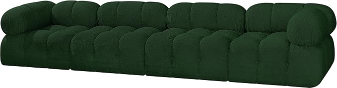 Meridian Furniture 611Green-S136A Ames Collection Modern | Contemporary Modular Sofa with Rich Green Boucle Fabric, Modular to Create Infinite Configurations, 136" W x 34" D x 28" H, Green