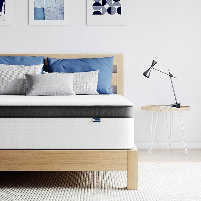 Avenco 14 Inch Queen Mattress in a Box, Medium Firm Hybrid Mattresses with Smarts™ Coil for Motion Isolation, Strong Edge Support, CertiPUR-US Certified