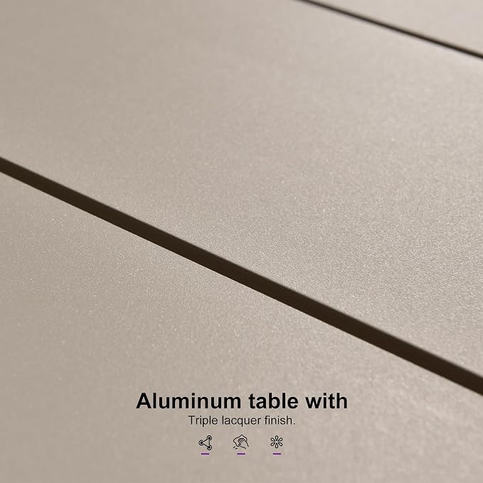 PURPLE LEAF Outdoor Dining Set for 8 All-Weather 9 Pieces Patio Aluminium Dining Table and Rope Weave Chairs Included Cushions for Backyard Deck Decor Kitchen Modern Patio Furniture Set Champagne - Image 8