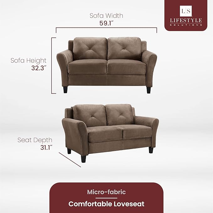 Lifestyle Solutions Grayson Loveseat, Brown